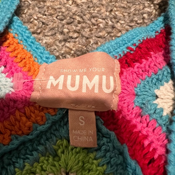 Show Me Your MuMu Granny Square Libra Cover Up Micro Mini Dress - Picture 7 of 13